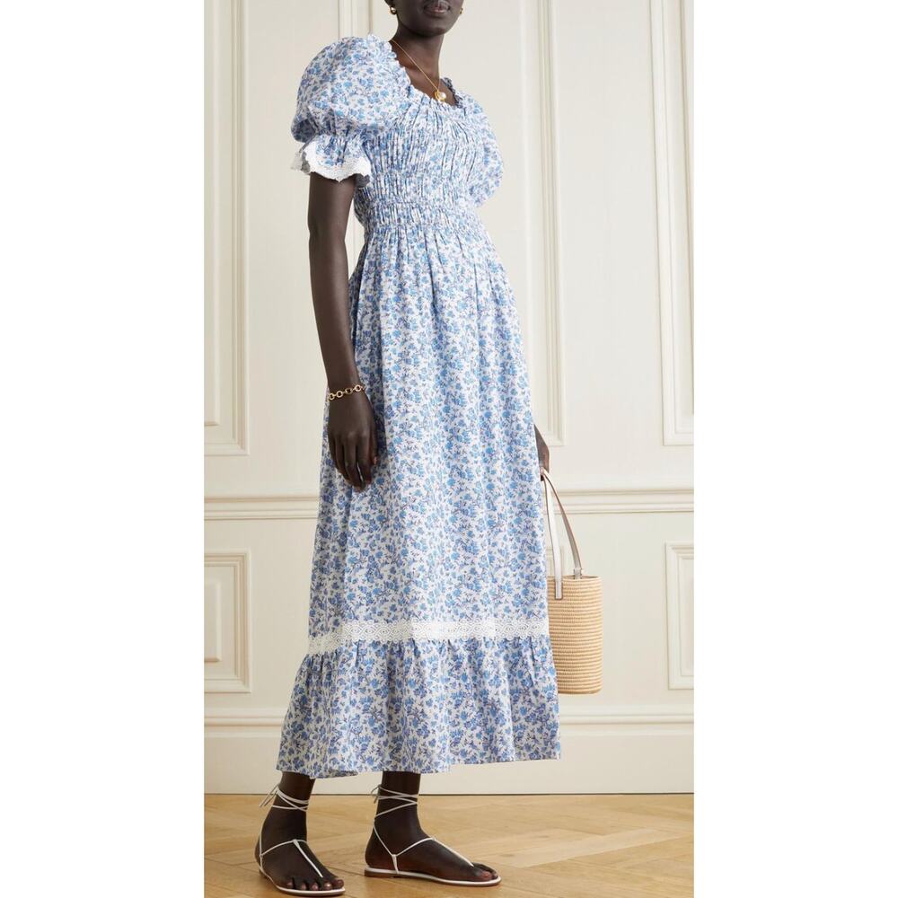 Lug Von Siga Elisa Smocked Midi Dress size 4 (36)